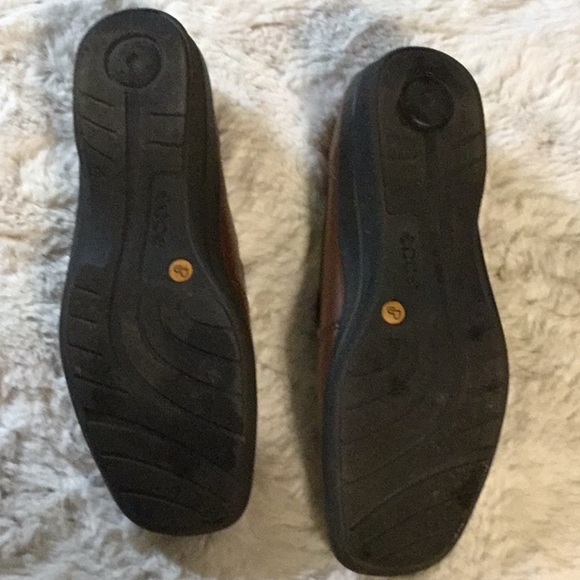 ECCO Camel Brown Leather Shock Point Loafers Comfort Walking Shoes 38 - Picture 6 of 15